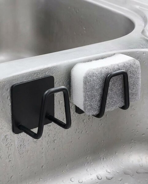 King Home POMAX SHP szivacstartó fém fekete öntapadós 2 db-os szett