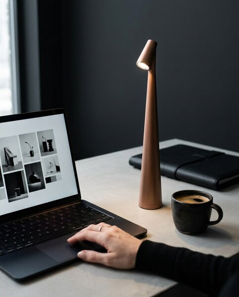 SHP Slim Asztali és Kerti Lámpa Bronz-Réz USB-C Töltéssel