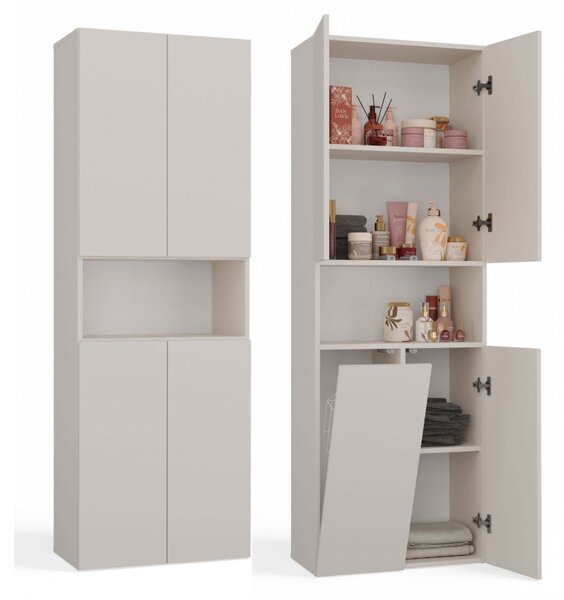 Fürdőszobaszekrény 60 cm szennyestartóval és polccal ATSO 6 - kasmír