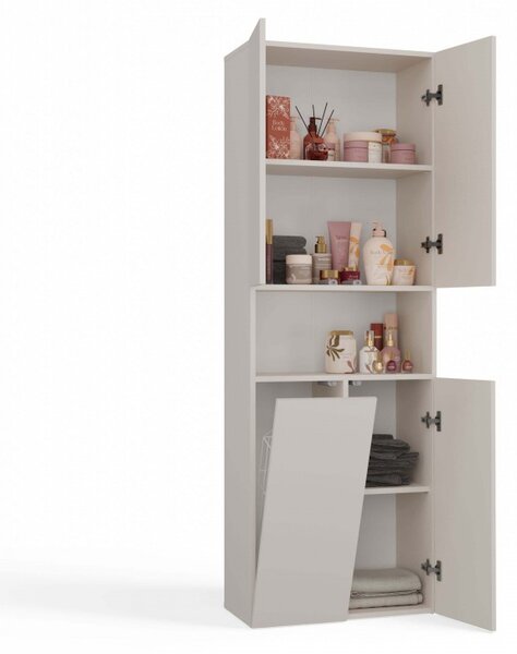Fürdőszobaszekrény 60 cm szennyestartóval és polccal ATSO 6 - kasmír