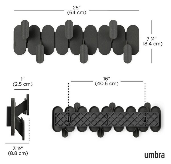 Umbra Tempo 6 Fali Fogas Újrahasznosított Műanyag Fekete
