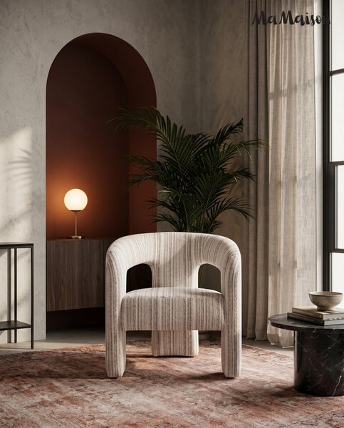 MaMaison Maximo Fotelszék Fonott Szövet Bézs Soft Modern
