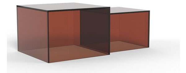 Barna üveg dohányzóasztal szett 2 db-os 50x50 cm Dice – Actona