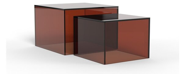 Barna üveg dohányzóasztal szett 2 db-os 50x50 cm Dice – Actona