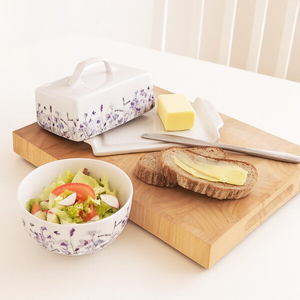 Fehér-lila porcelán leveses tálka 500 ml Louka – Orion