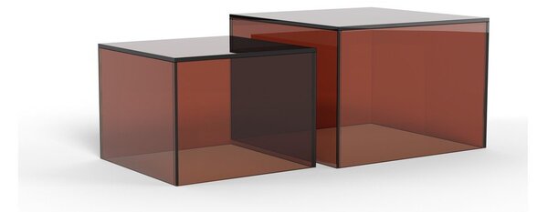 Barna üveg dohányzóasztal szett 2 db-os 50x50 cm Dice – Actona