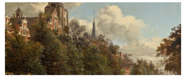Kép - Jan van der Heyden, View Down a Dutch Canal, reprodukciók (120x50 cm)
