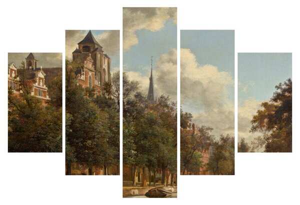 Kép - Jan van der Heyden, View Down a Dutch Canal, reprodukciók (150x105 cm)