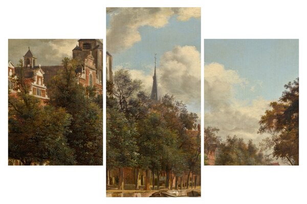 Kép - Jan van der Heyden, View Down a Dutch Canal, reprodukciók (90x60 cm)