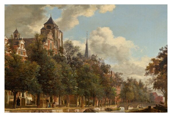 Kép - Jan van der Heyden, View Down a Dutch Canal, reprodukciók (90x60 cm)