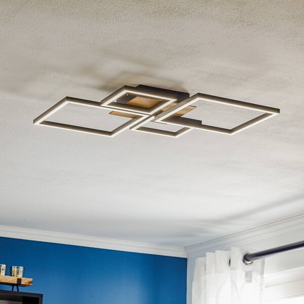 Briloner LED mennyezeti lámpa Keret, Step dim, 4-fényes fa, dimmelhető, Fekete, Nappali / Étkező, fém, Modern