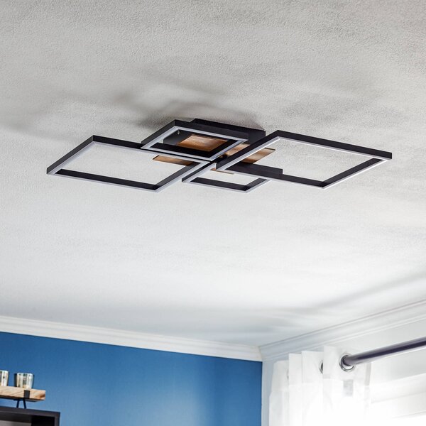 Briloner LED mennyezeti lámpa Keret, Step dim, 4-fényes fa, dimmelhető, Fekete, Nappali / Étkező, fém, Modern