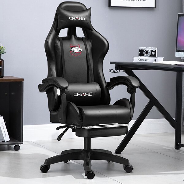 Gamer szék lábpárnával - fekete - PDQ112001-1