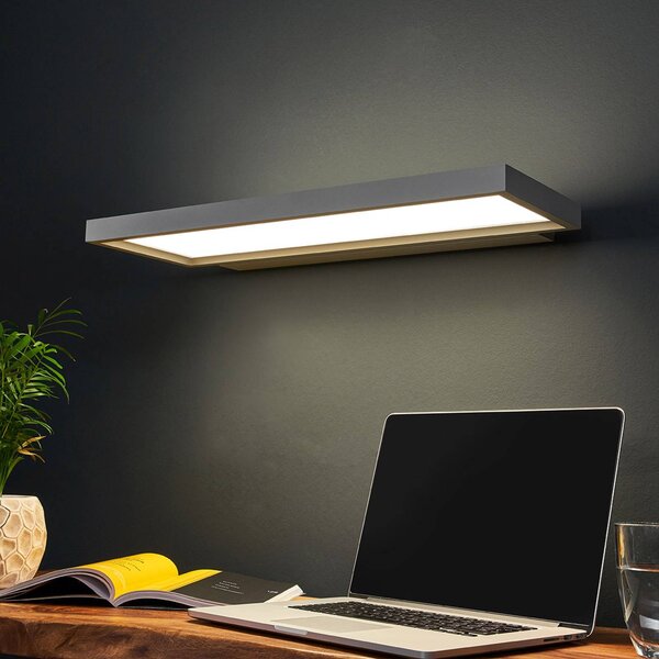 Arcchio LED irodai fali világítás Rick, szürke, fehér, dimmelhető, Alu / szürke / cink, Dolgozószoba / Iroda, Műanyag, Modern