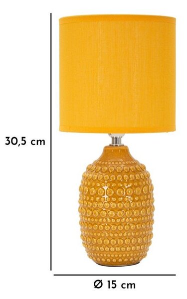 Mustársárga kerámia asztali lámpa textil búrával (magasság 30,5 cm) Points – Mauro Ferretti