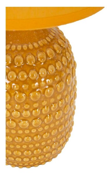 Mustársárga kerámia asztali lámpa textil búrával (magasság 30,5 cm) Points – Mauro Ferretti