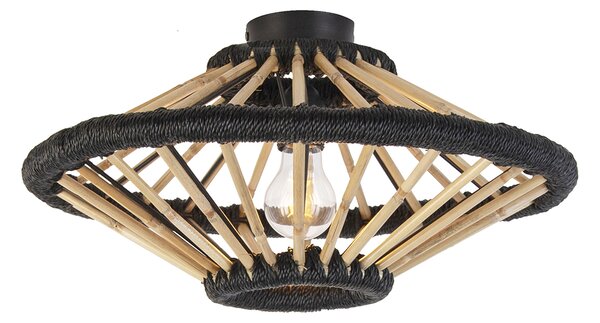 Keleti mennyezeti lámpa bambusz feketével 46 cm - Evalin