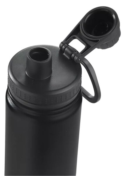 Fekete Termosz Kulacs Rozsdamentes Acél Anyagból, Szivárgásmentes Kupakkal, Hidegen és Melegen Tartó Funkcióval - 650 ml