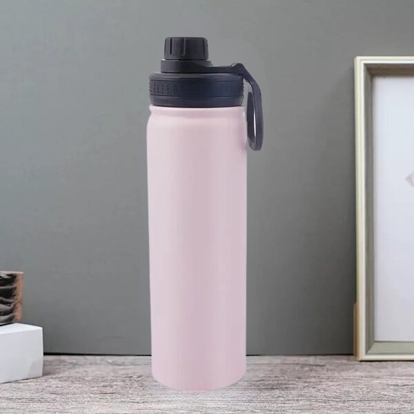 Rózsaszín Termosz Kulacs Rozsdamentes Acél Anyagból, Szivárgásmentes Kupakkal, Hidegen és Melegen Tartó Funkcióval - 650 ml