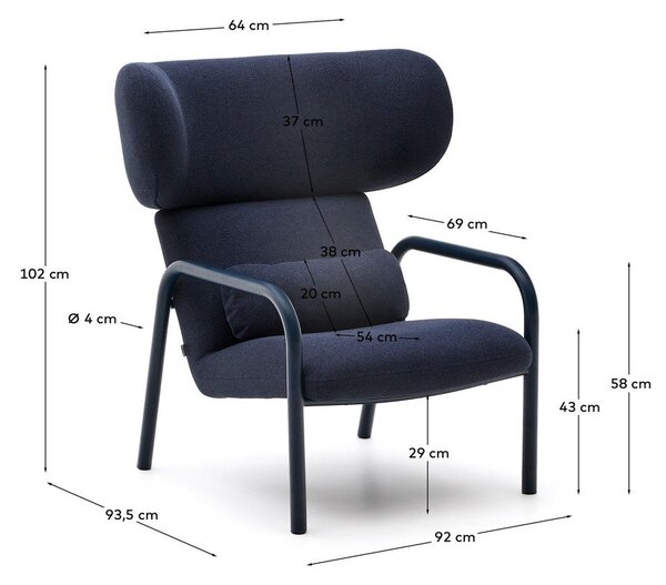 Sötétkék fotel Inari – Kave Home