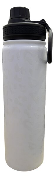 Fehér, Párducmintás Termosz Kulacs Rozsdamentes Acél Anyagból, Szivárgásmentes Kupakkal, Hidegen és Melegen Tartó Funkcióval - 650 ml