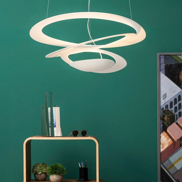 Artemide Pirce lógó világítás, 67x69 cm, fehér, dimmelhető, Fehér / opál, Nappali / Étkező, Alumínium, Dizájn