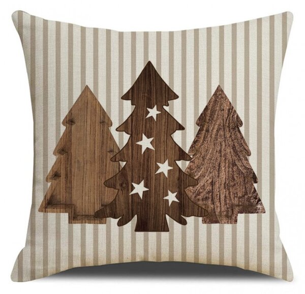 Karácsonyi párnahuzat WOODEN TREES 45x45 cm, bézs
