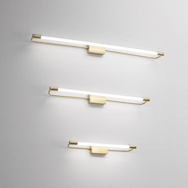 Fabas Luce LED fali lámpa Rapallo, sárgaréz, IP44, 60 cm, Sárgaréz / arany, Folyosó, fém, Modern