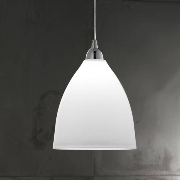 Fabas Luce Üveg függő lámpa PROVENZA 20 cm fehér, dimmelhető, Fehér / opál, Nappali / Étkező, Üveg, Modern