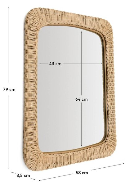 Fali tükör rattan kerettel 58x79 cm Zilna – Kave Home