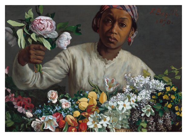Kép - Frédéric Bazille, Young Woman with Peonies, reprodukciók (70x50 cm)