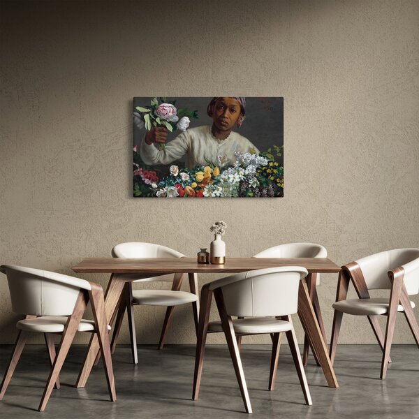 Kép - Frédéric Bazille, Young Woman with Peonies, reprodukciók (90x60 cm)