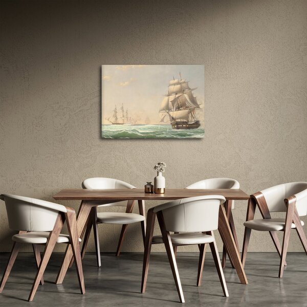 Kép - Fitz Henry Lane, The United States Frigate President Engaging the British Squadron, reprodukciók (70x50 cm)