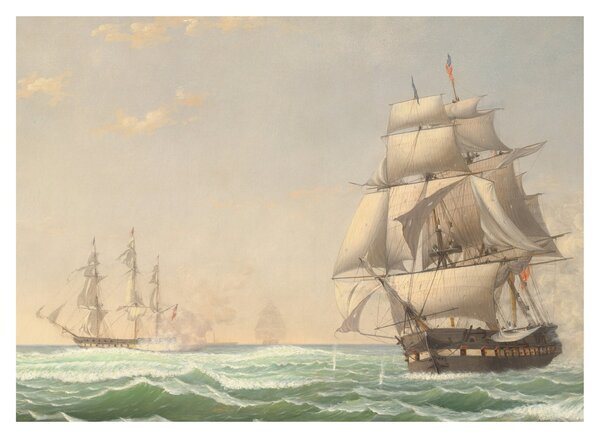 Kép - Fitz Henry Lane, The United States Frigate President Engaging the British Squadron, reprodukciók (70x50 cm)