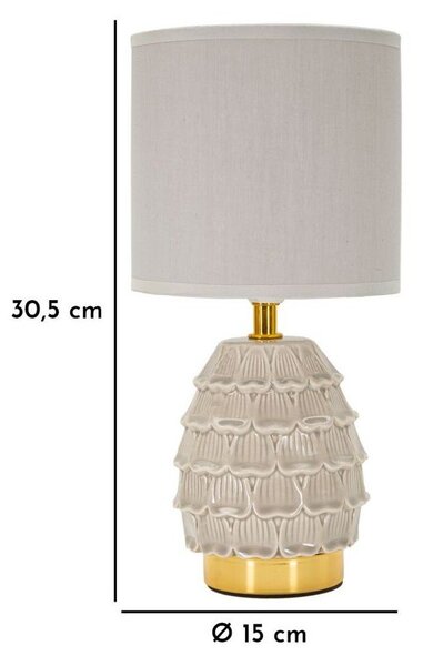 Bézs kerámia asztali lámpa textil búrával (magasság 30,5 cm) Pigny – Mauro Ferretti