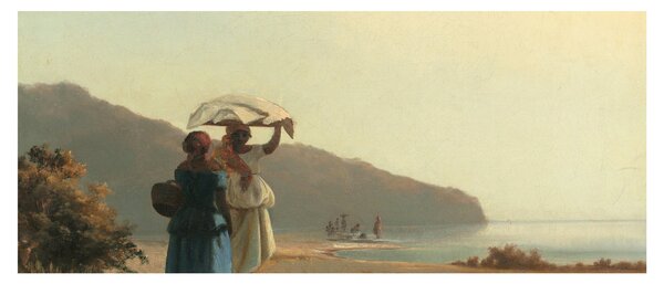 Kép - Camille Pissarro, Two Women Chatting by the Sea, St. Thomas, reprodukciók (120x50 cm)