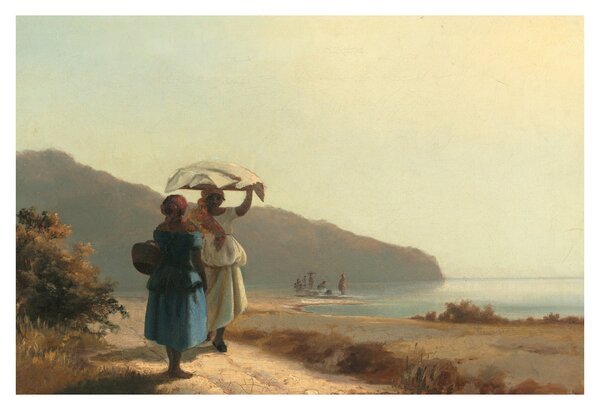 Kép - Camille Pissarro, Two Women Chatting by the Sea, St. Thomas, reprodukciók (90x60 cm)