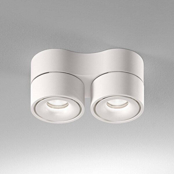 Egger Licht DLS LED mennyezeti spot Clippo Duo, 2-fényű, fehér, 2,700K, dimmelhető, Fehér / opál, Dolgozószoba / Iroda, Alumínium, Modern