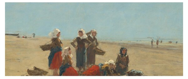 Kép - Eugène Boudin, Women on the Beach at Berck, reprodukciók (120x50 cm)