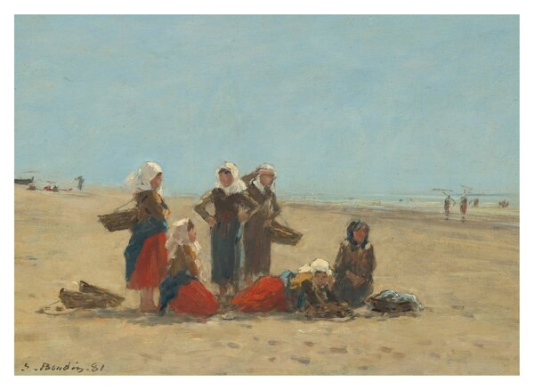 Kép - Eugène Boudin, Women on the Beach at Berck, reprodukciók (70x50 cm)