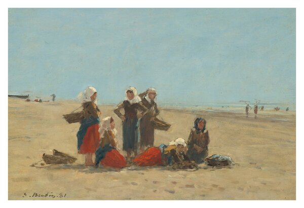 Kép - Eugène Boudin, Women on the Beach at Berck, reprodukciók (90x60 cm)