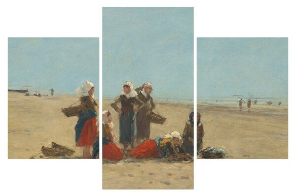 Kép - Eugène Boudin, Women on the Beach at Berck, reprodukciók (90x60 cm)