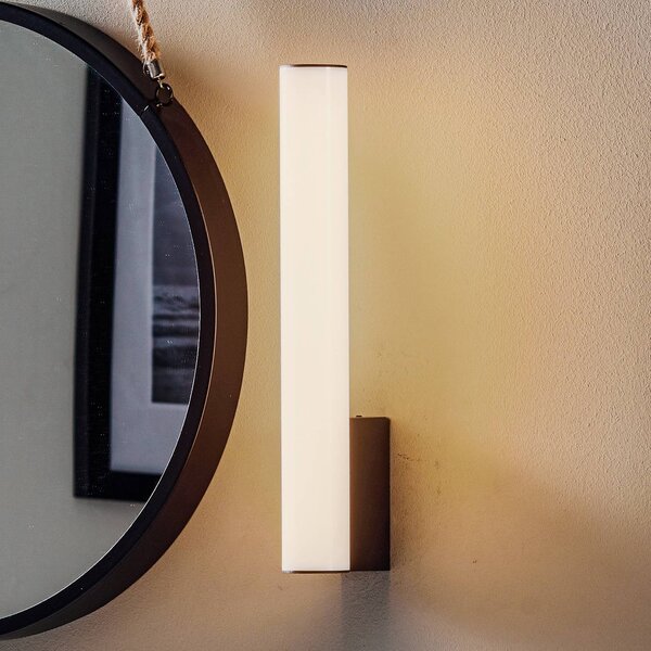 Helestra Loom LED tükör lámpa fekete 30 cm, Fehér / opál, Fürdőszoba, Műanyag, Modern