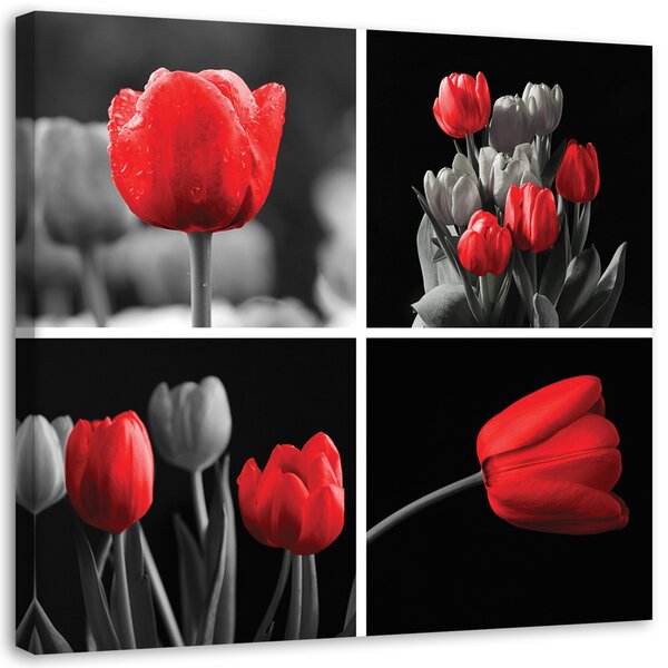 Gario Vászonkép Piros tulipánok készlete Méret: 30 x 30 cm