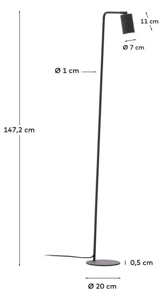 Fekete állólámpa (magasság 147 cm) Manie – Kave Home