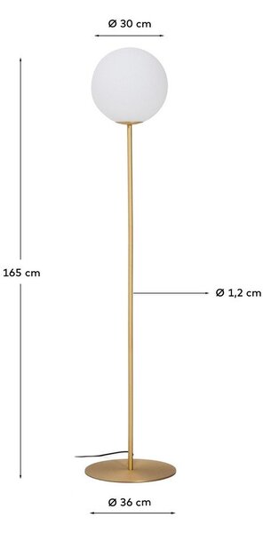 Fehér-aranyszínű állólámpa üveg búrával (magasság 165 cm) Brisia – Kave Home