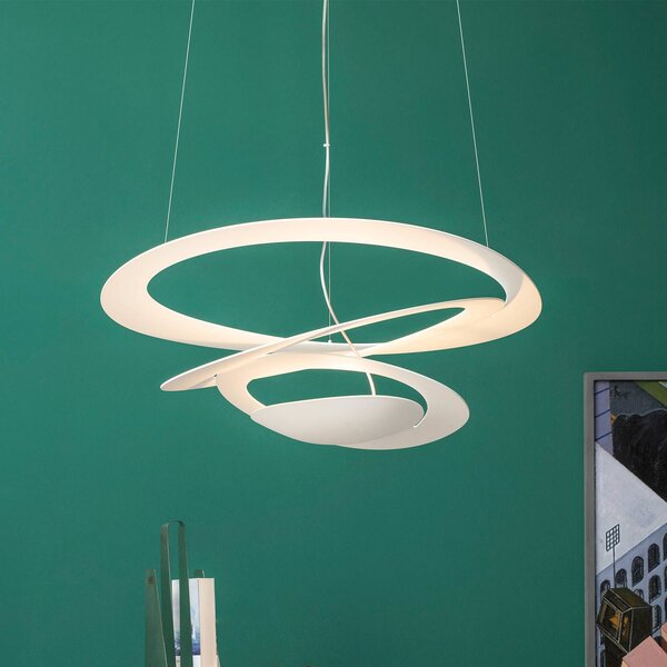 Artemide Pirce lógó világítás, 67x69 cm, fehér, dimmelhető, Fehér / opál, Nappali / Étkező, Alumínium, Dizájn