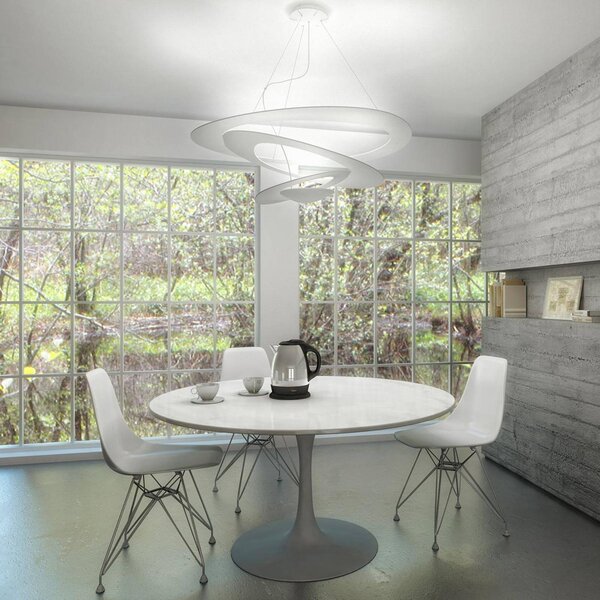 Artemide Pirce lógó világítás, 67x69 cm, fehér, dimmelhető, Fehér / opál, Nappali / Étkező, Alumínium, Dizájn