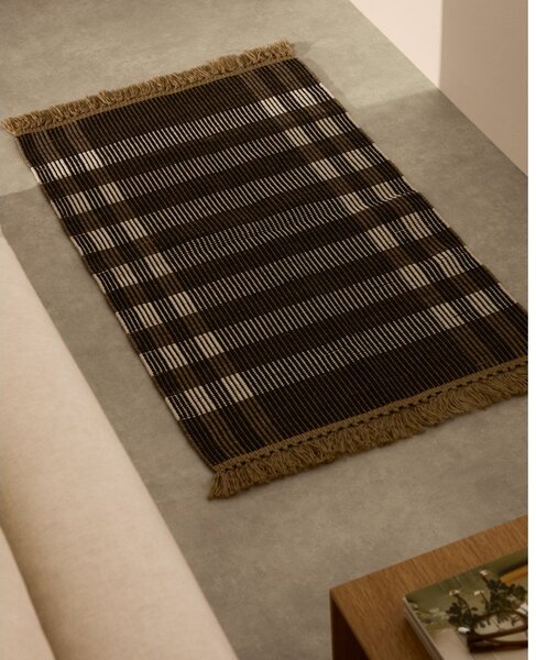 Fekete kétoldalas-kézi szövésű szőnyeg 60x90 cm Barani – Kave Home