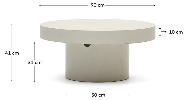 Beton kerek kerti dohányzóasztal ø 90 cm Aiguablava – Kave Home